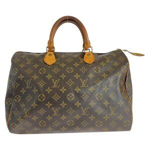 LOUIS VUITTON Brown Monogram Speedy 35 Boston Bag